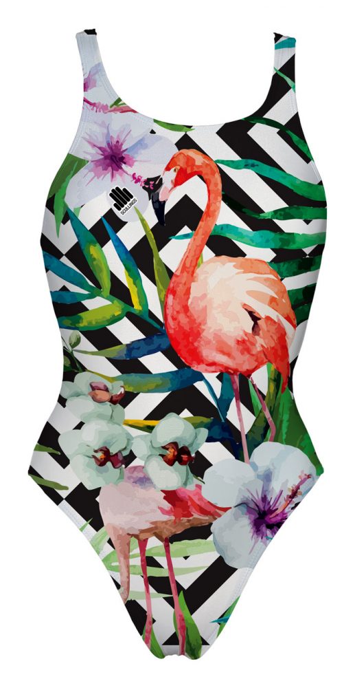 Tie Back Pink Flamingo Swimsuit - ScullingsScullings