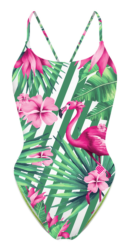 Tie Back Pink Flamingo Swimsuit